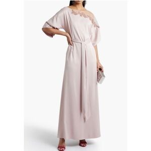 Marchesa Notte Embellished tulle-paneled silk-satin gown in pink blush NWT